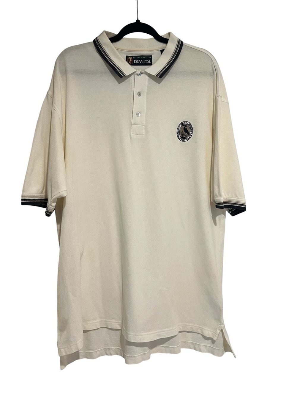 Divots Players Edition 100% Cotton Cream Short Sleeve Polo w/ Contrast Trim-XL